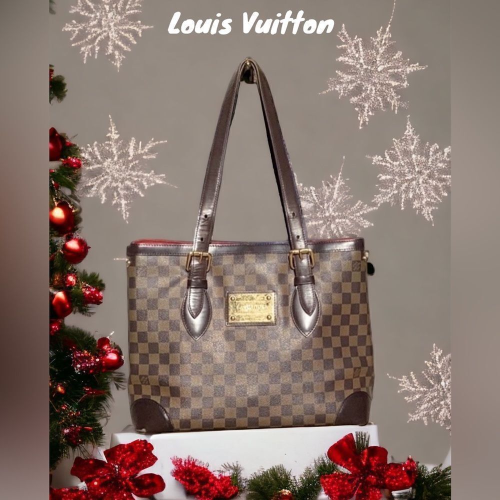 LOUIS VUITTON HAMPSTEAD DAMIER EBENE TOTE SHOULDER  SATCHEL HANDBAG BROWN